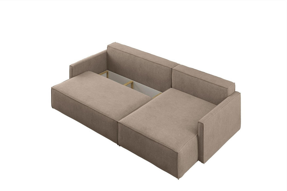 ECKSOFA Louis Salvador - Beige, Holzwerkstoff/Textil (250/142cm) - Fun Möbel
