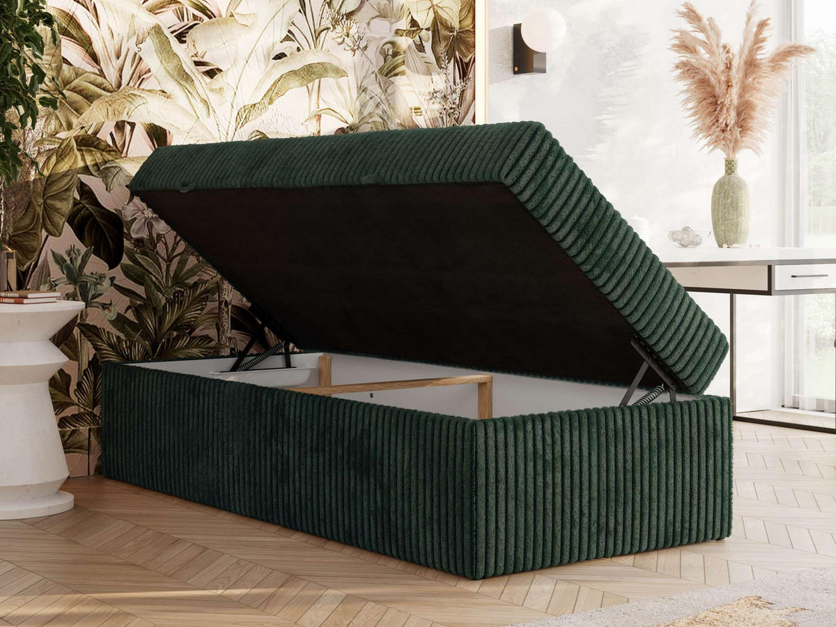 BOXBETT ZERO 90/200 - Dunkelgrün Cord - H4 - Topper Visco - Dunkelgrün, Textil (90/200cm) - MKS