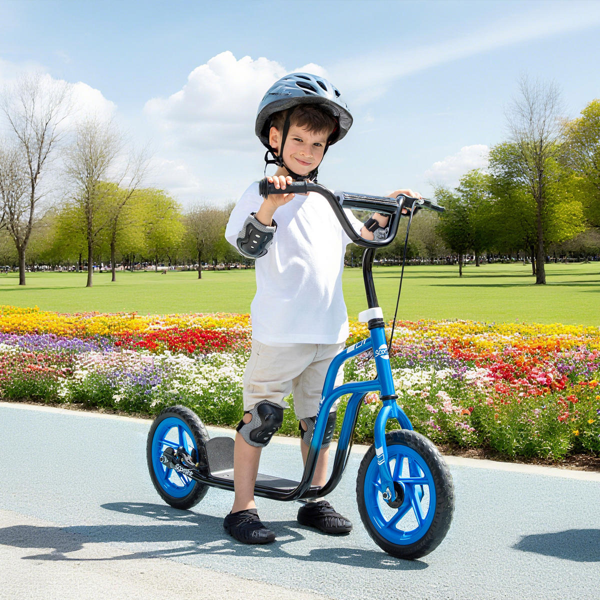 ROLLER Kinder Tretroller Kickscooter mit verstellbarem Lenker 12 Zoll Räder Blau - Blau, Kunststoff (115/50/88cm) - AIYAPLAY
