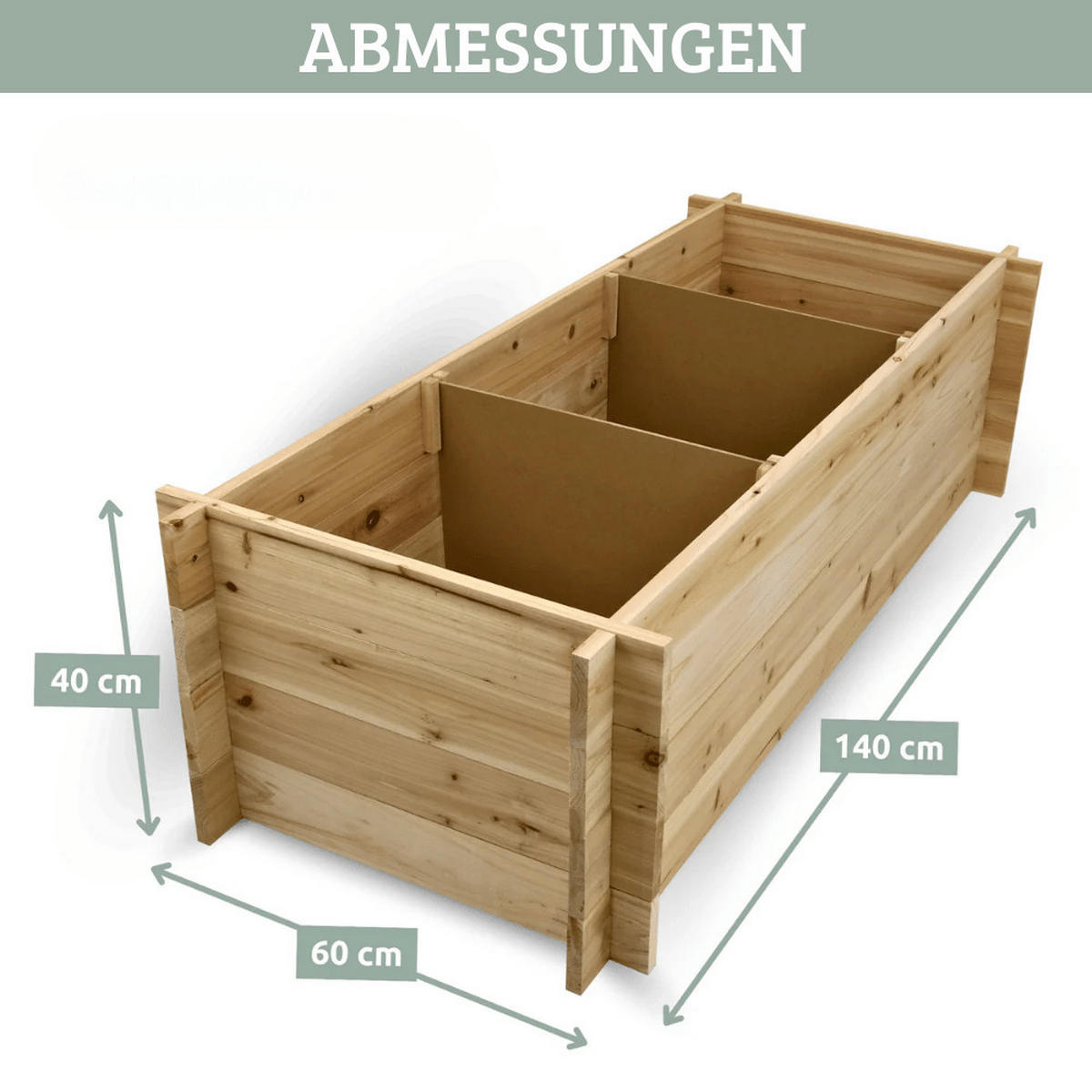 HOCHBEET für Garten Holz SMARTA Pflanzkasten 140x60x40cm - Braun, Holz (140/40/60cm) - DELUKE