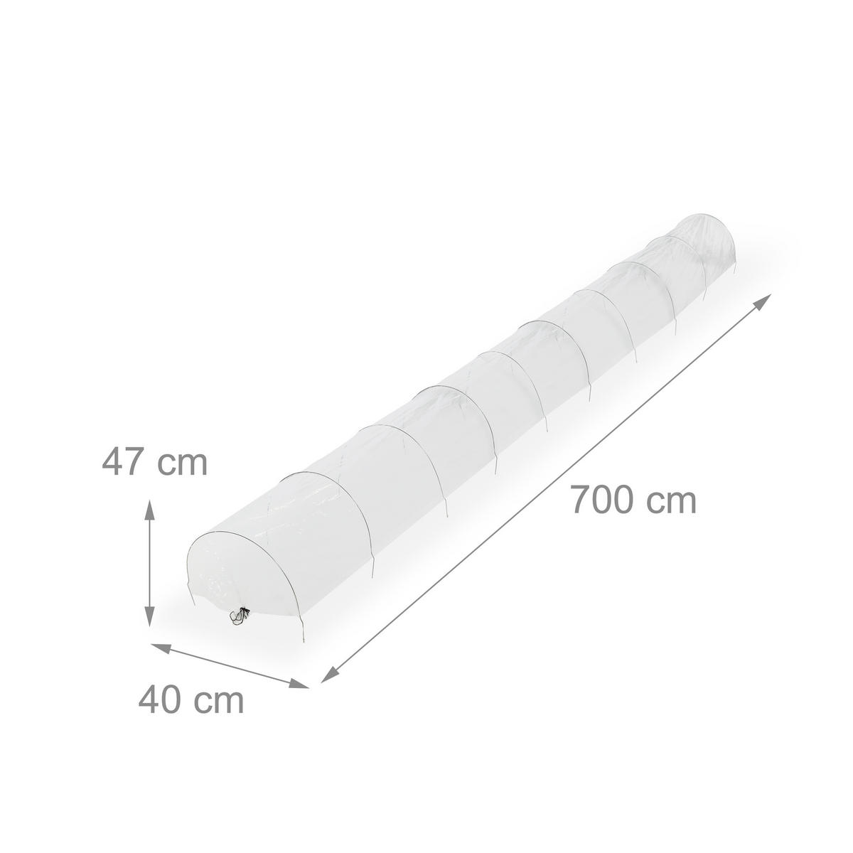 FOLIENTUNNEL - Transparent, Kunststoff/Metall (40/47/700cm) - Relaxdays