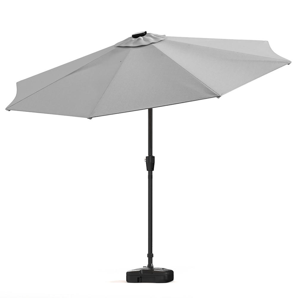 AMPELSCHIRM aus Polyester Metall in Hellgrau mit befüllbarer Kunststoff-Sockel drehbar 360° neigbar 60° 3 x 2.4m Ø44, × 28 cm - Grau, Metall (300/240cm) - Livingandhome