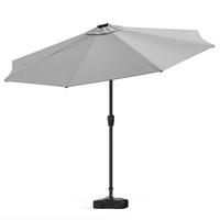 AMPELSCHIRM aus Polyester Metall in Hellgrau mit befüllbarer Kunststoff-Sockel drehbar 360° neigbar 60° 3 x 2.4m Ø44, × 28 cm - Grau, Metall (300/240cm) - Livingandhome