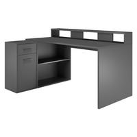 SCHREIBTISCH dunkelgrau / anthrazit 160 - 200 x 92 cm, Eckschreibtisch mit Stauraum - Dunkelgrau/Anthrazit, Holzwerkstoff/Kunststoff (115/160/92cm) - Top.Furn