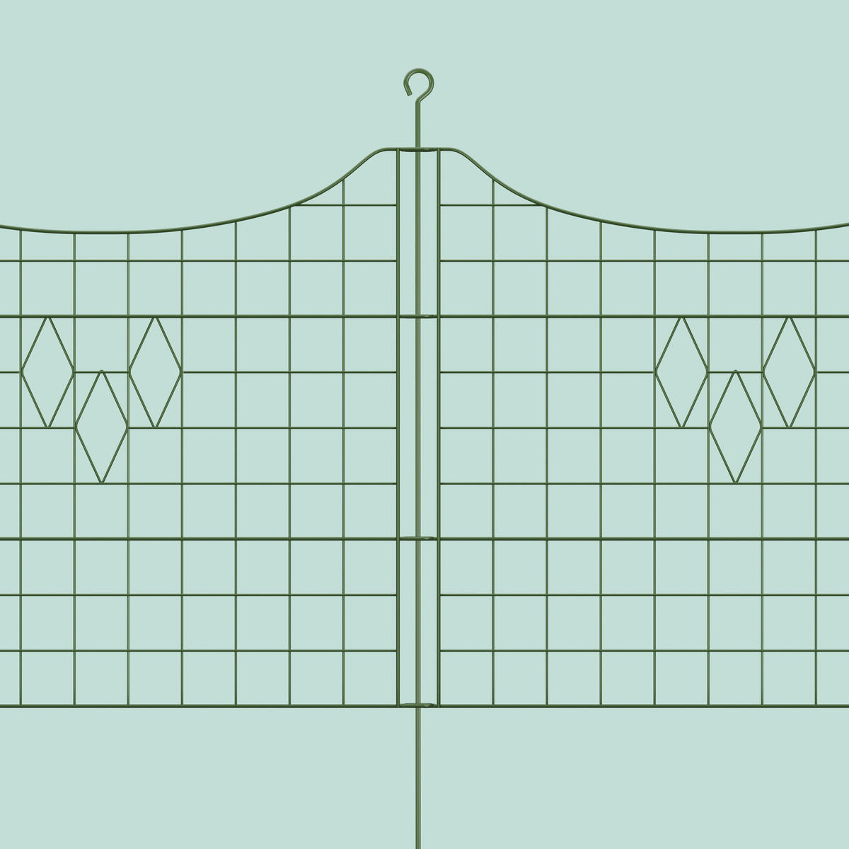 5xTEICHZAUN - Dunkelgrün, Metall (365/66cm) - Relaxdays