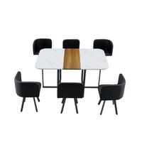 ESSGRUPPE DE-39527 7-teilig, mit 6 Stühlen und PU-Polsterung Holzoptik/Weiß - Weiß, Holzwerkstoff (150/79/100cm) - ComfortXL