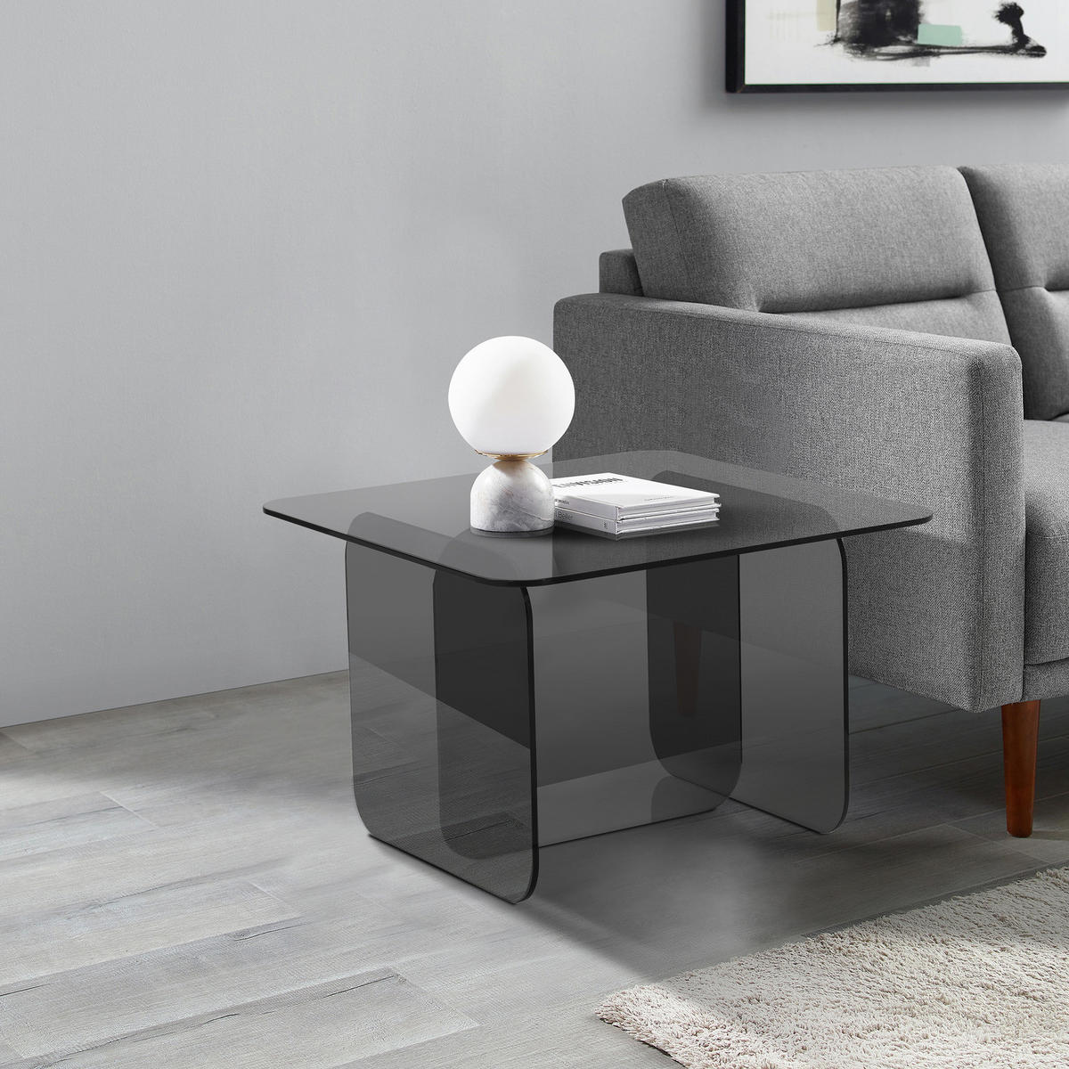 COUCHTISCH - quadratisch - Farbglas - Grau, Glas (60/60/40cm) - home24
