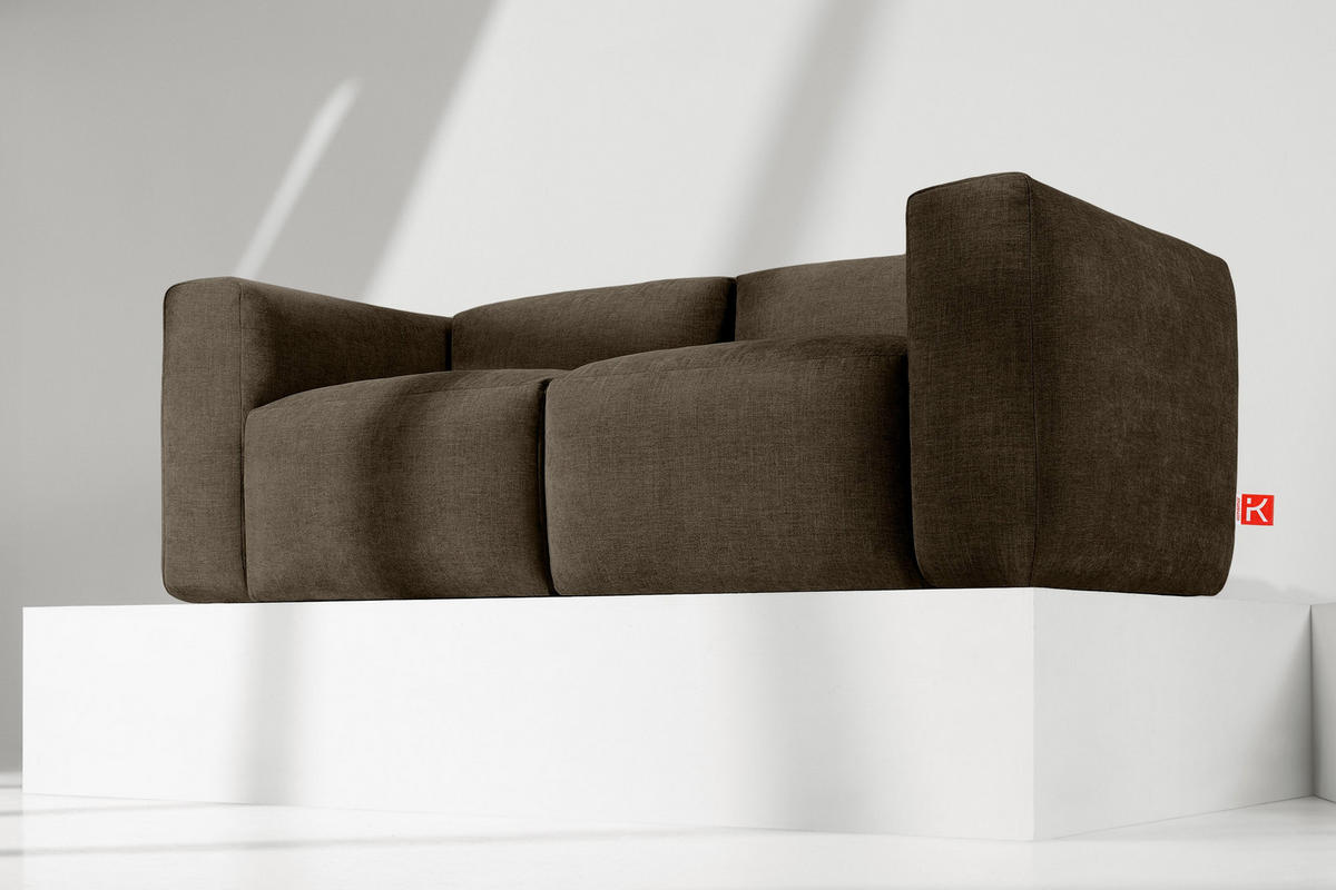 2-SITZER-MODULSOFA BUFFO mit extrem weicher und bequemer Sitzfläche, Gewebestoff, braun - Braun, Textil (210/73/96cm) - KONSIMO®