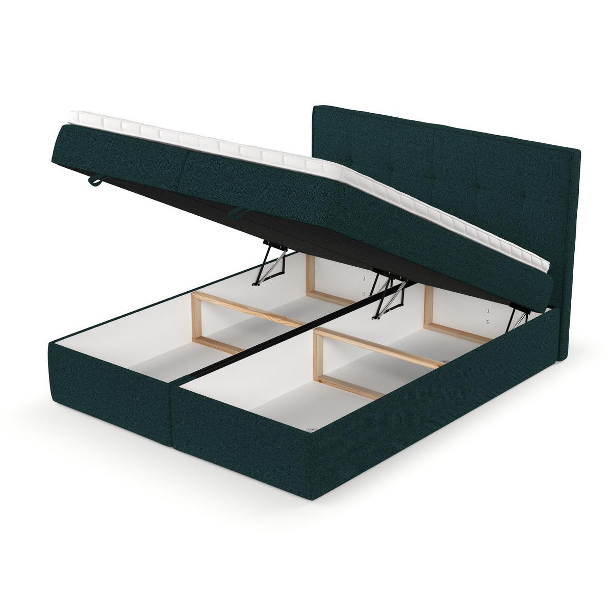 BOXBETT Tivra 160/200 cm Grün im Riva Stoff - Schwarz/Grün, Holz/Holzwerkstoff (160/200cm) - AltaBeds