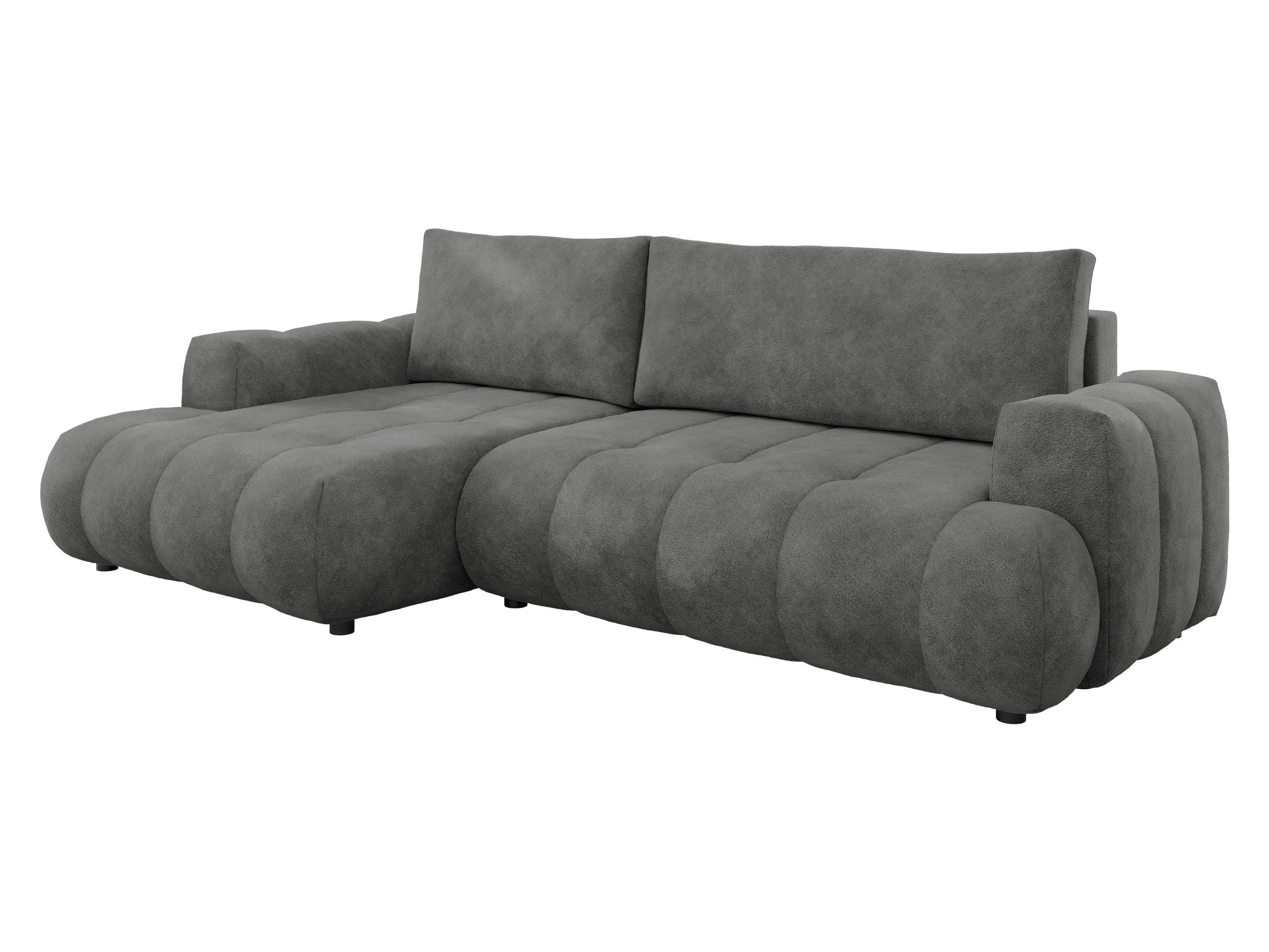 ECKSOFA Haiti, Seite: Links LC+2R - Schwarz/Grau, Holz/Textil (276/156cm) - MIRJAN24
