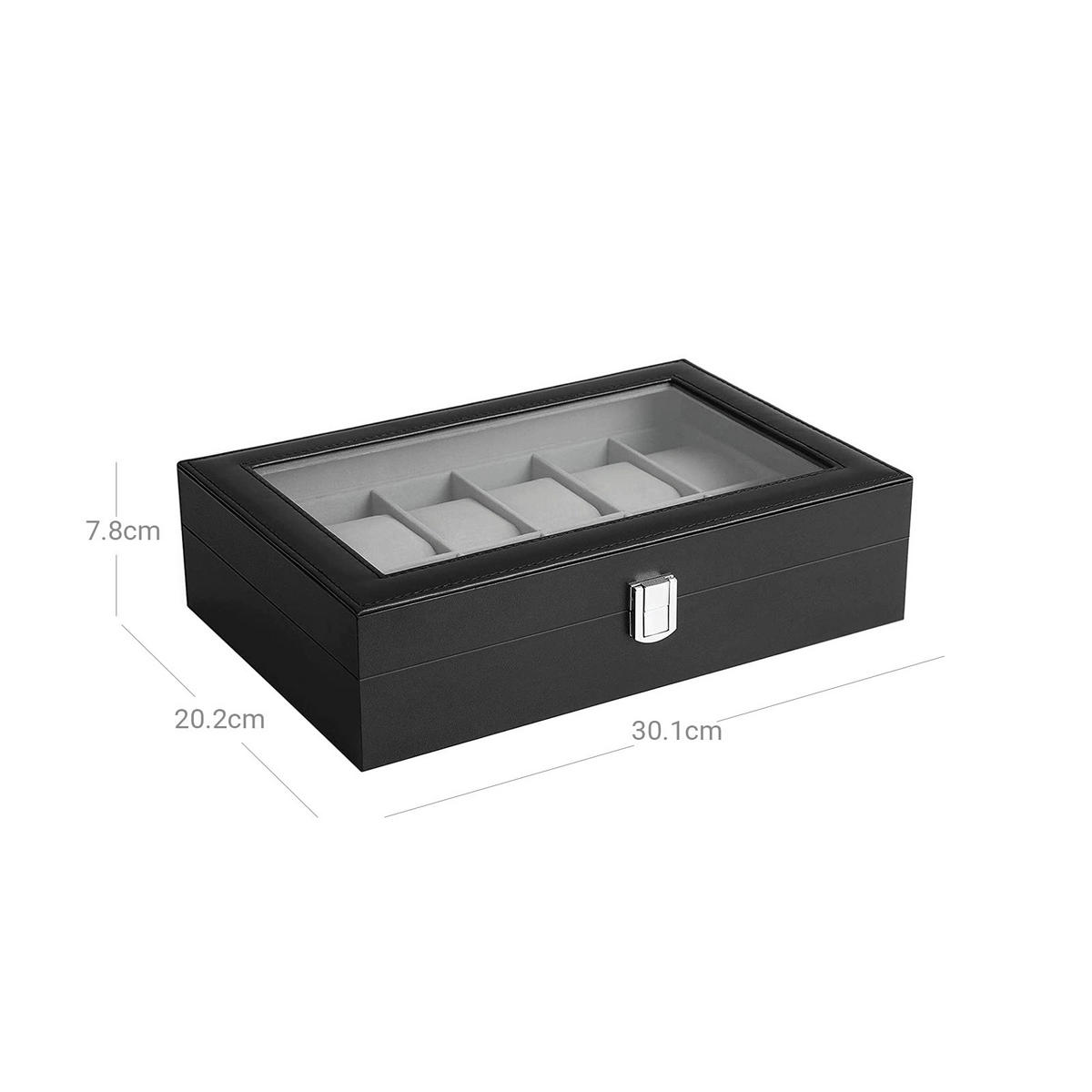 UHRENBOX Port Louis - Schwarz, Glas (18.6/8.5/32cm) - Hansiro