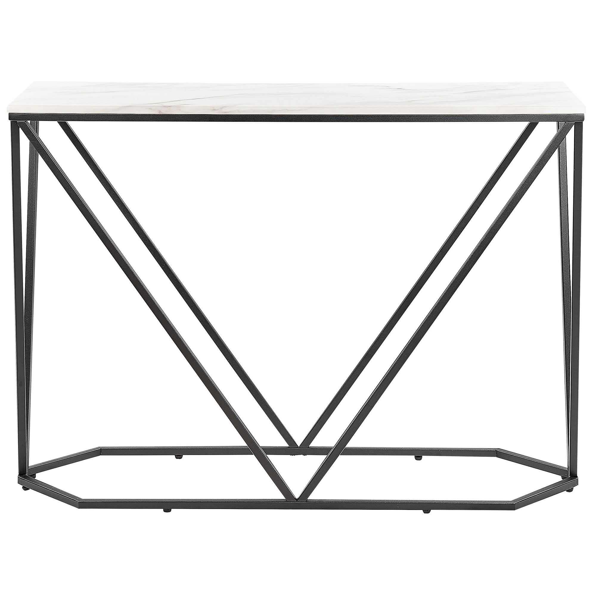 KONSOLENTISCH Marmoroptik weiß/schwarz Hazen - Schwarz/Weiß, Holzwerkstoff (30/100/75cm) - Beliani
