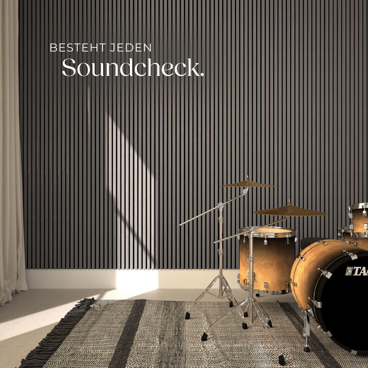 AKUSTIKPANEELE 2er Set Sonic Wall II Holzoptik Eiche hellgrau Größe flexibel anpassbar - Eichefarben/Hellgrau, Holz (50/1.8/110cm) - tectake