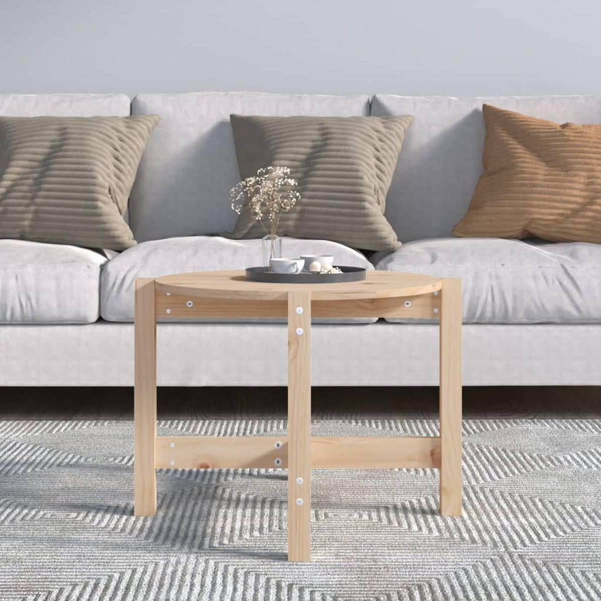 COUCHTISCH Ø 62,5x45 cm Massivholz Kiefer - Braun, Holz (62.5/62.5/45cm) - furnicato