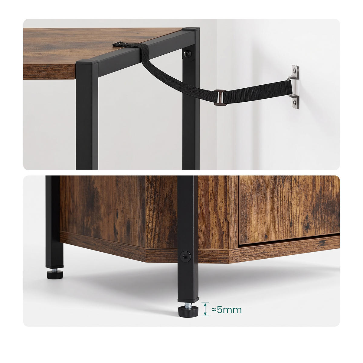 ECKREGAL Vintagebraun 5 Ebenen mit Schrank - Multicolor, Holzwerkstoff/Metall (44.5/147/30cm) - Relaxdays