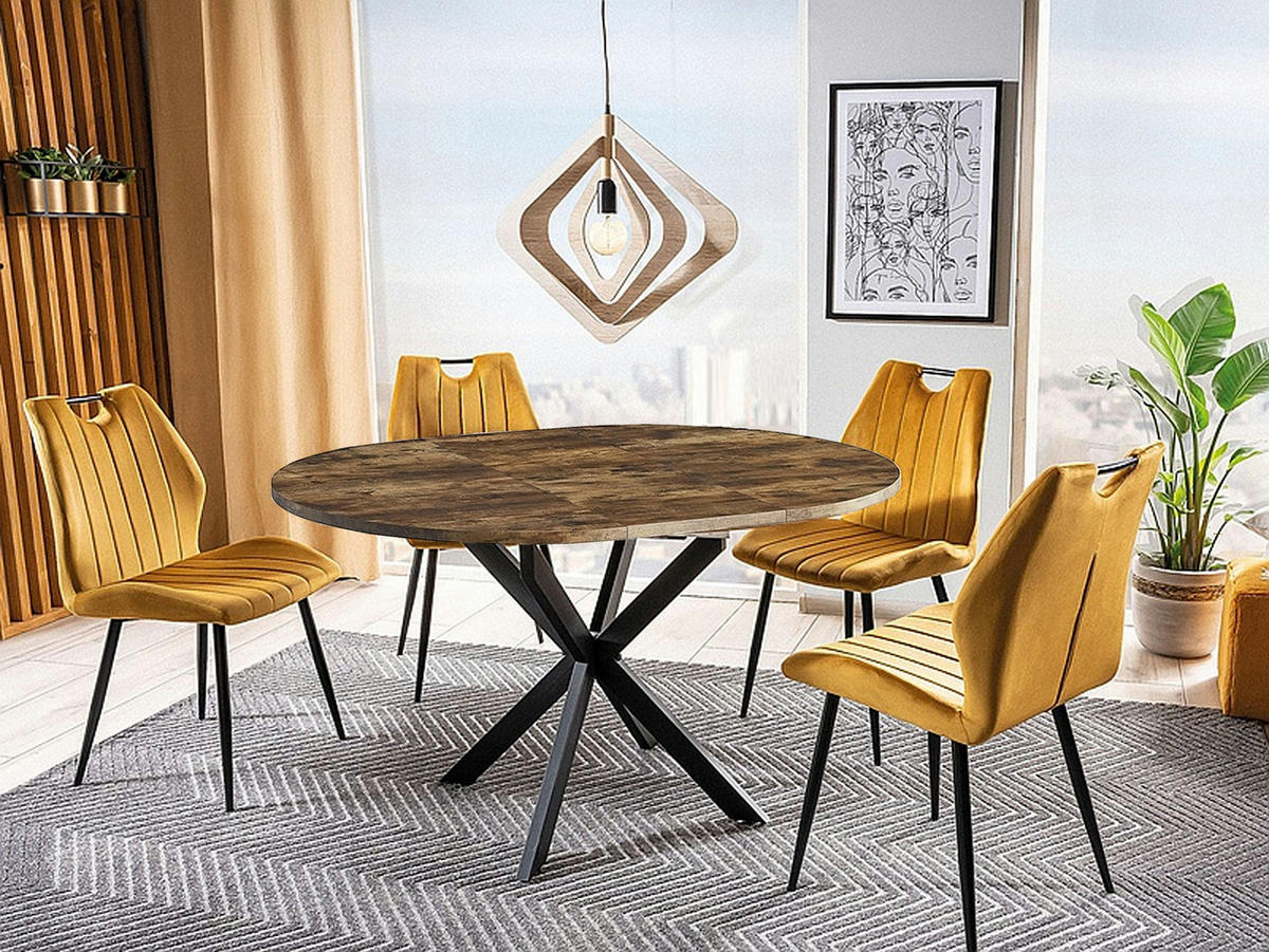 ESSTISCH Rund Nussbaum - Schwarz matt 100x75 cm - Nussbaumfarben/Schwarz, Holzwerkstoff (100/100/75cm) - designimpex