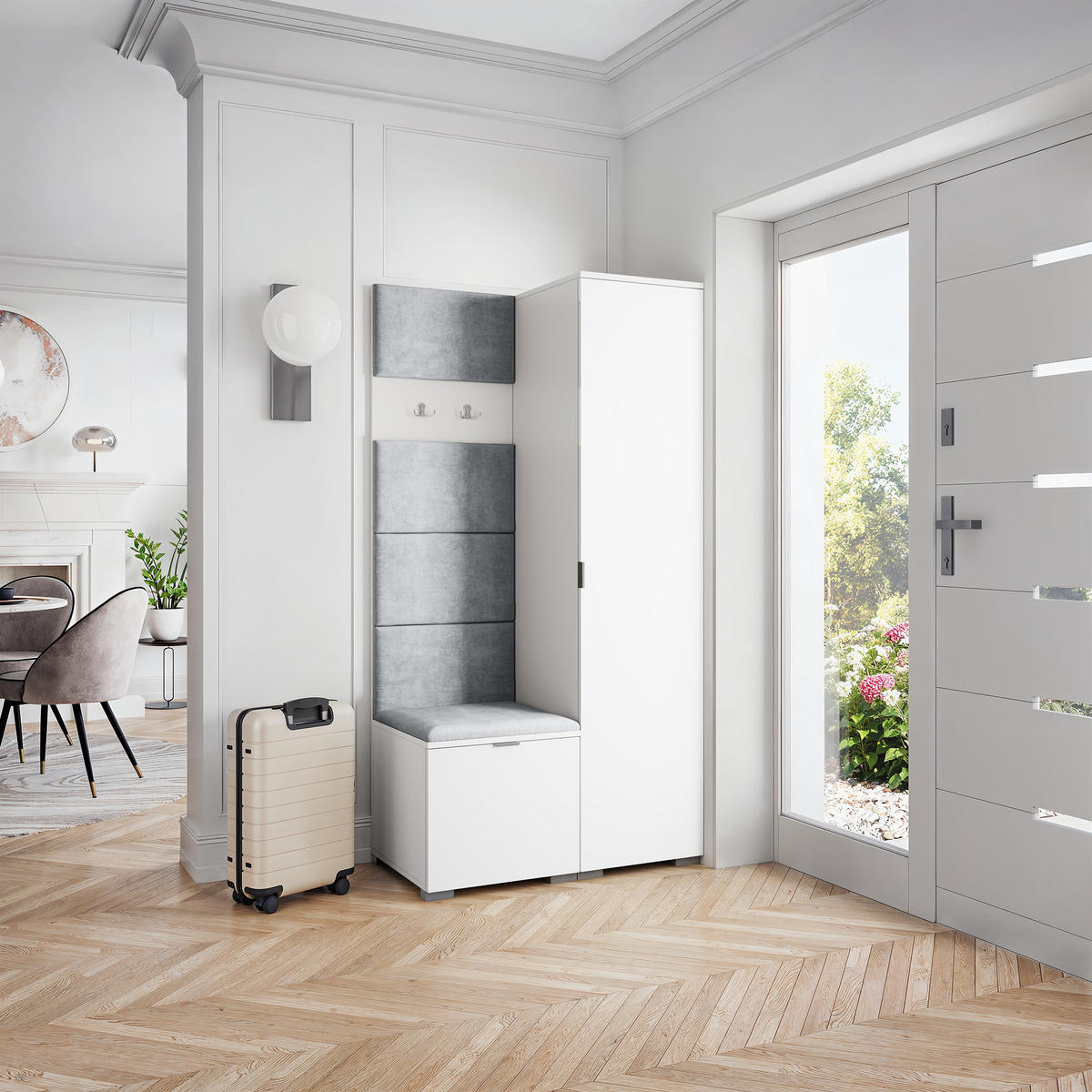 GARDEROBENSCHRANK LORI 95/181/51 cm Modern Weiß - Weiß, Holzwerkstoff (95/181/51cm) - MASSENO