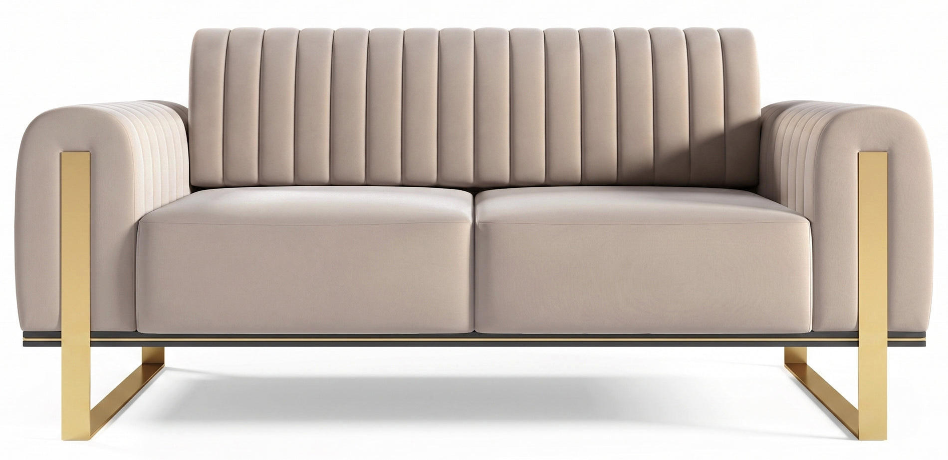 SOFA Parissa 164 cm - Ecru/Goldfarben, Holz/Metall (164/79/92cm) - Selsey