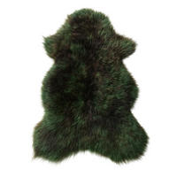SCHAFFELL Ganzes Lammfell Langhaarig Smaragdgrün/Schwarz, ca. 130 cm - Smaragdgrün/Schwarz, Fell (65/130cm) - Provellus