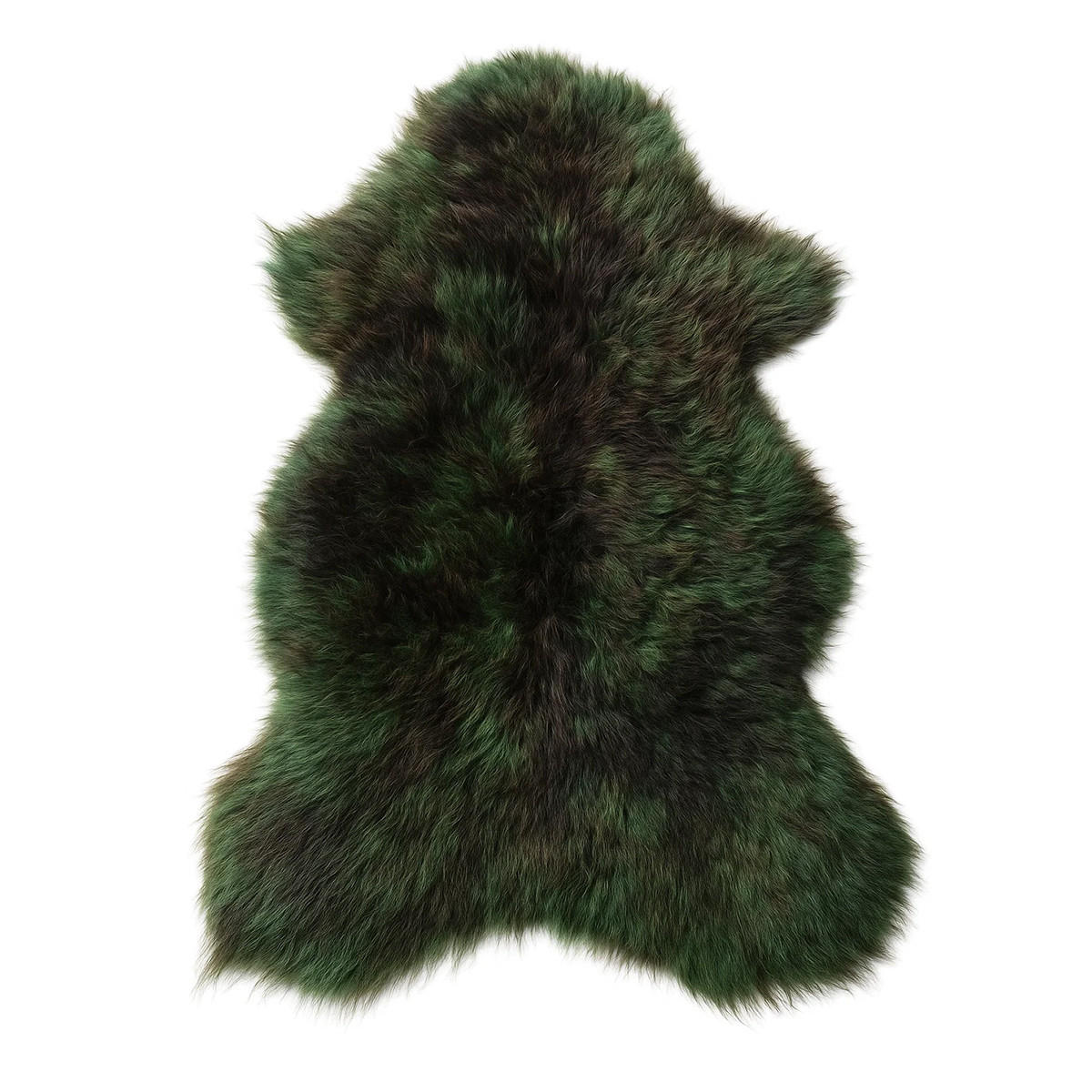 SCHAFFELL Ganzes Lammfell Langhaarig Smaragdgrün/Schwarz, ca. 130 cm - Smaragdgrün/Schwarz, Fell (65/130cm) - Provellus