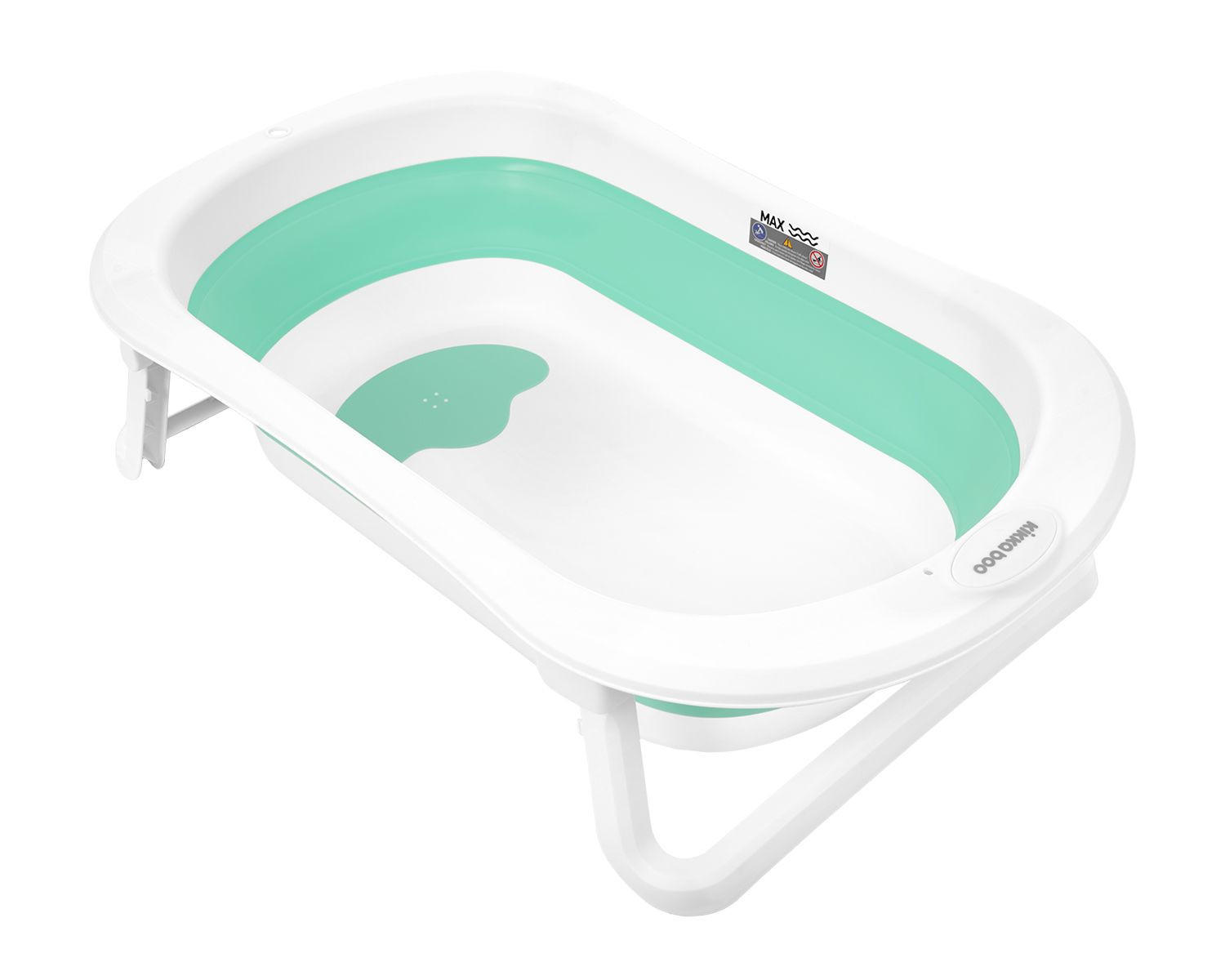 BABYBADEWANNE Fiji grün faltbar, rutschfest, Wasserablauf, kompakt, ab Geburt bis 36 Monate - Grün, Kunststoff (47/80cm) - Kikka boo