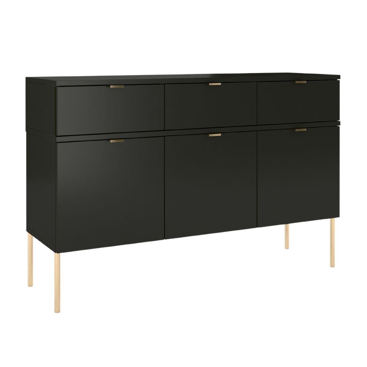 SIDEBOARD Polka, Schwarz, Goldene Details - Goldfarben/Schwarz, Holzwerkstoff/Metall (120/78/37cm) - Skandica