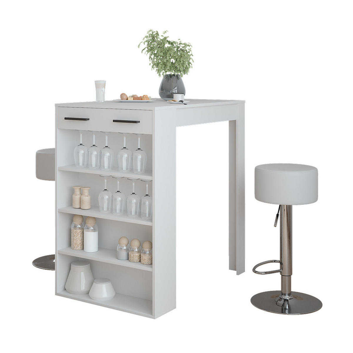 BAROVÝ STŮL Repose Bílá - bílá, kompozitní dřevo (100/67/106cm) - Vicco