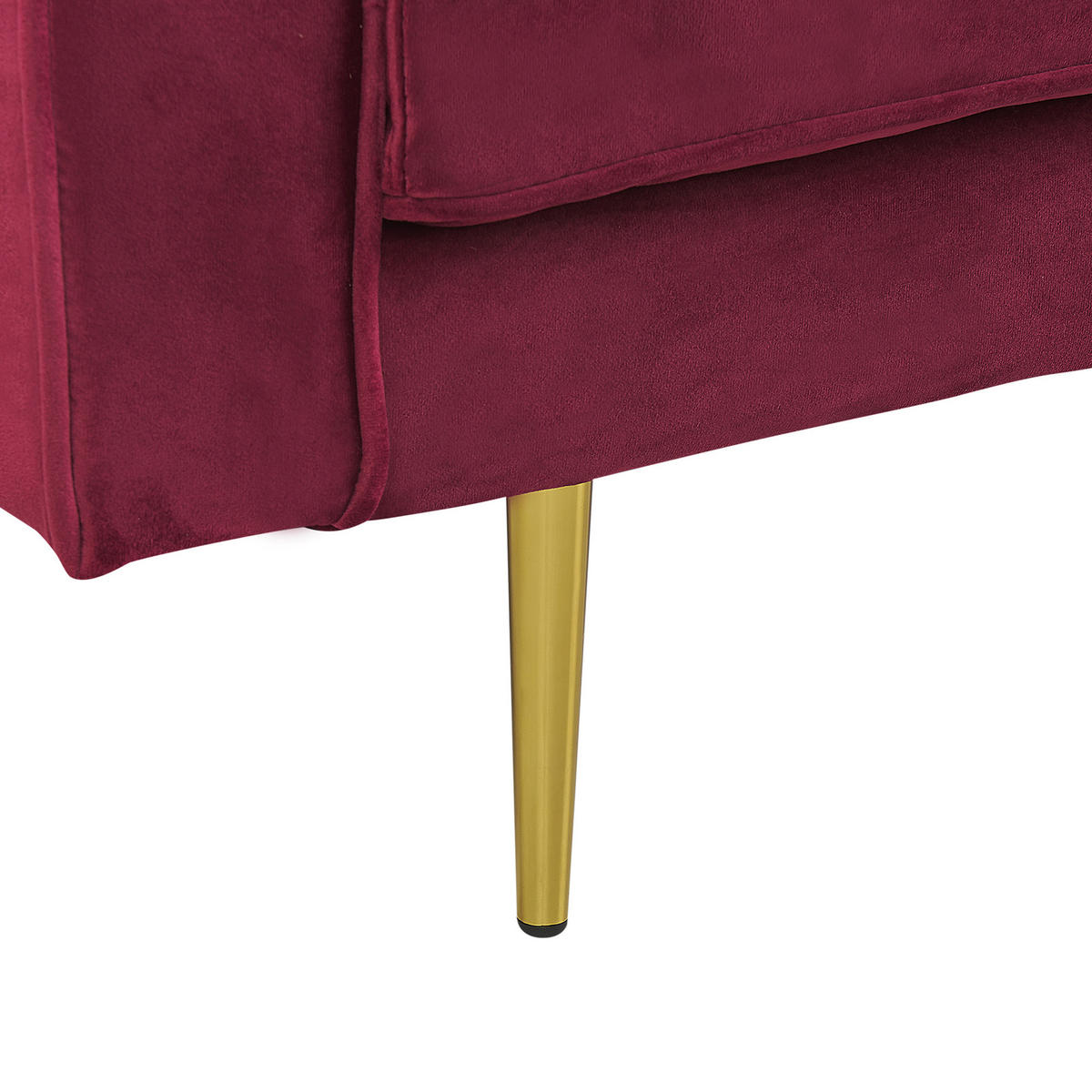 CHAISELONGUE Samtstoff dunkelrot linksseitig Miramas - Rot/Goldfarben, Textil (171/63/79cm) - Beliani
