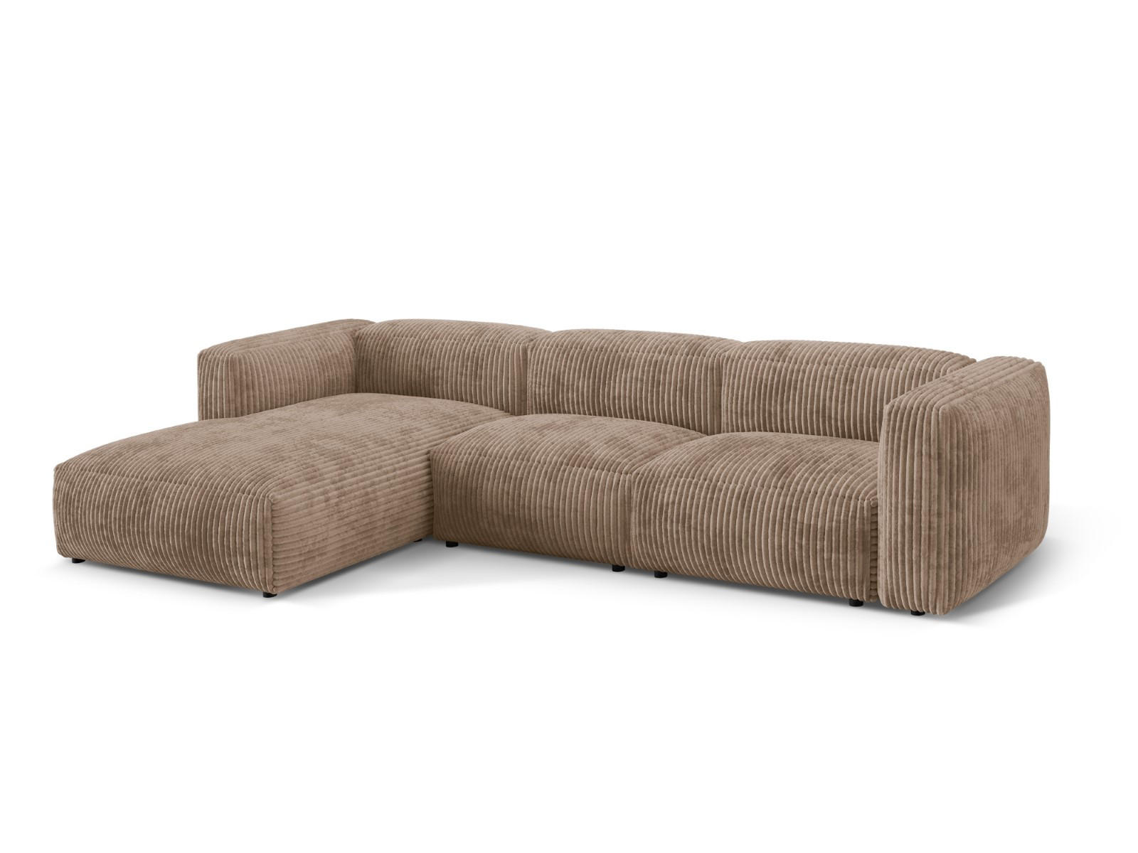 ECKSOFA modular links Martina aus Cord eichel 3 Sitzplätze - Rotbraun, Textil (176/332cm) - Micadoni