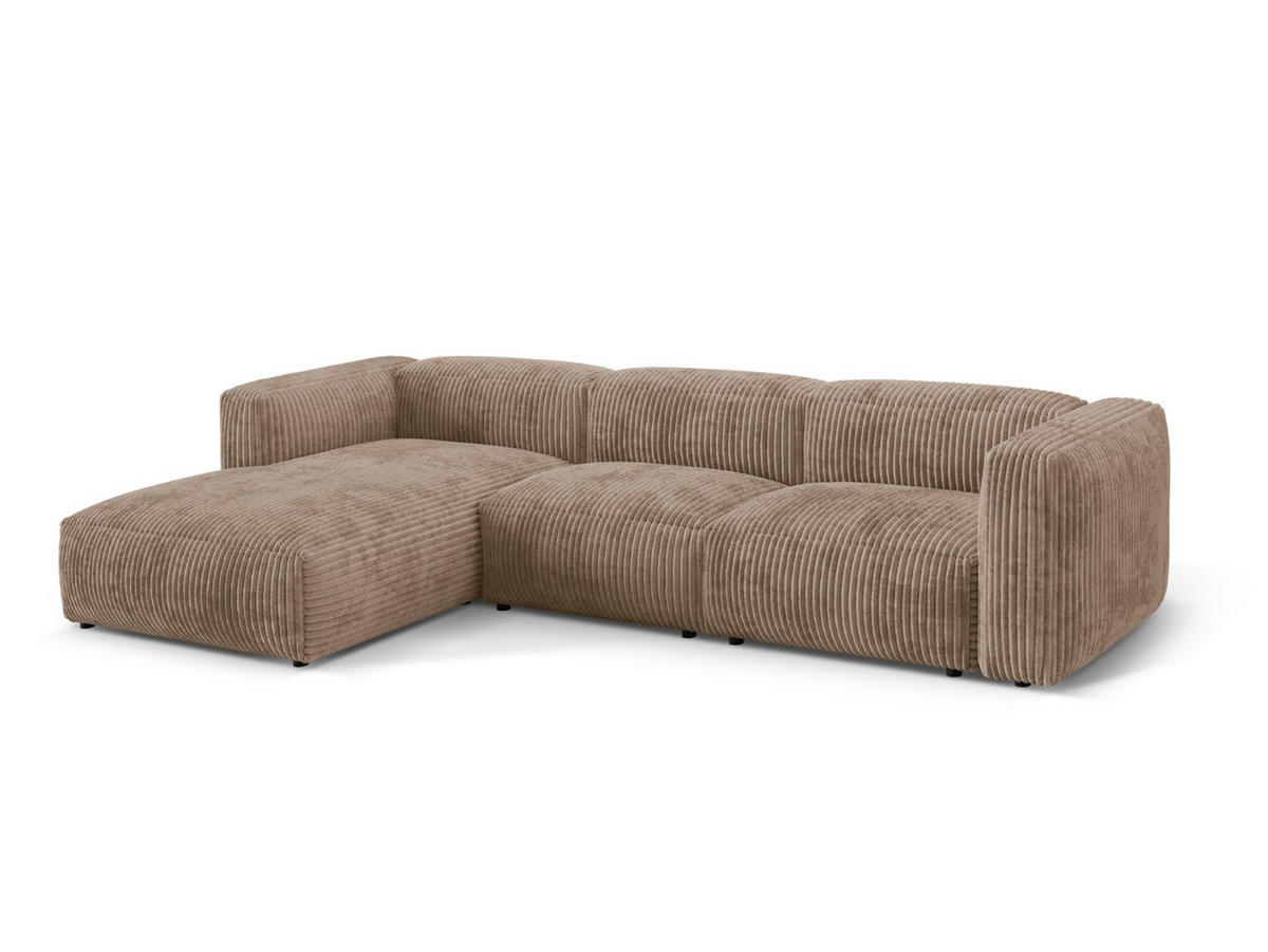 ECKSOFA modular links Martina aus Cord eichel 3 Sitzplätze - Rotbraun, Textil (176/332cm) - Micadoni