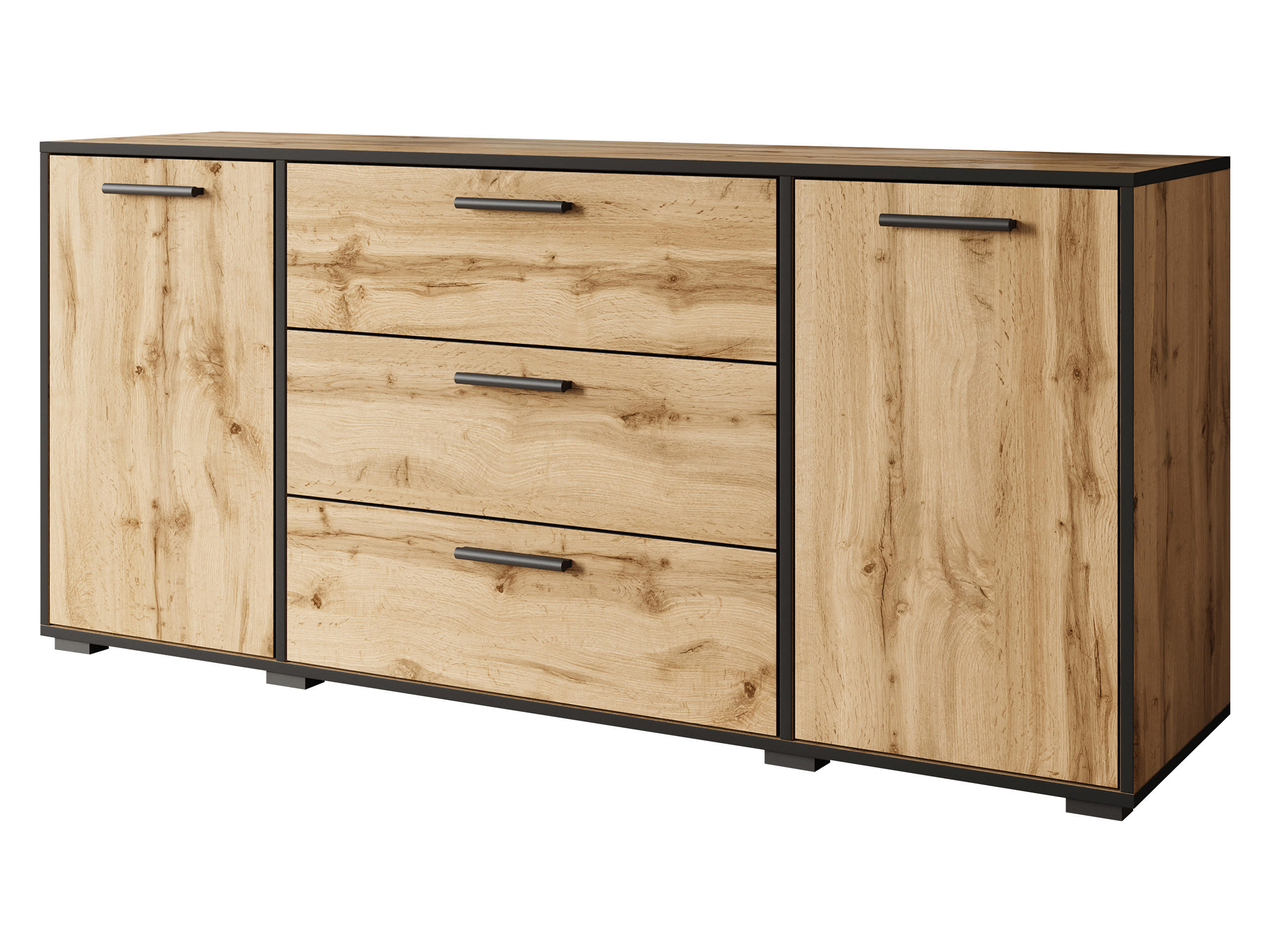 SIDEBOARD Bogota 150 - Schwarz/Braun, Holzwerkstoff/Kunststoff (150/68/40cm) - MIRJAN24