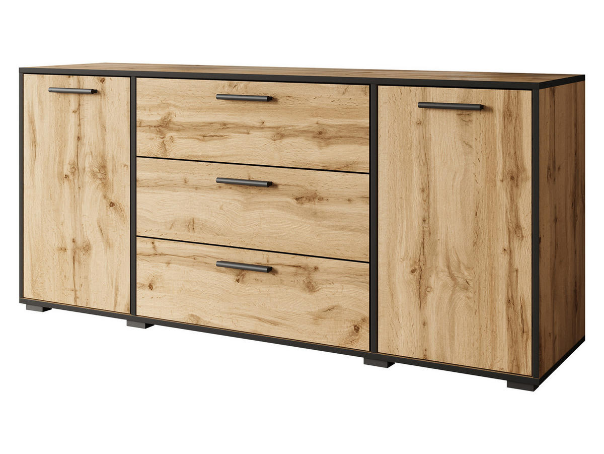 SIDEBOARD Bogota 150 - Schwarz/Braun, Holzwerkstoff/Kunststoff (150/68/40cm) - MIRJAN24