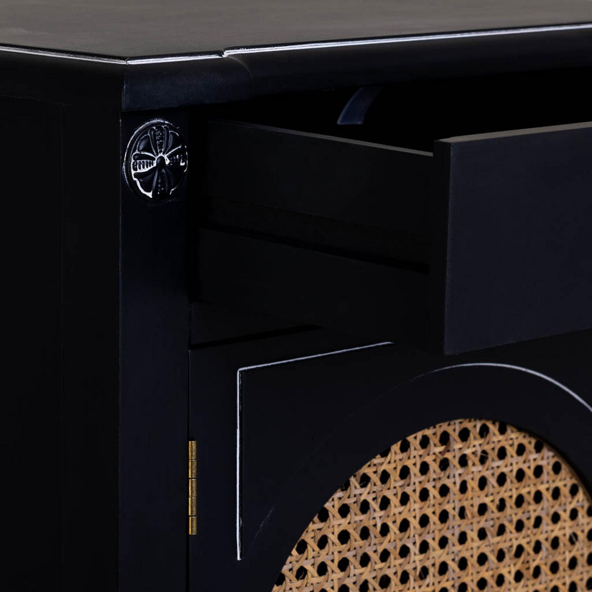 NACHTTISCH aus Holz und Gitter, schwarz, 46x36x68cm - Schwarz, Holz (46/68/36cm) - Wanderlust