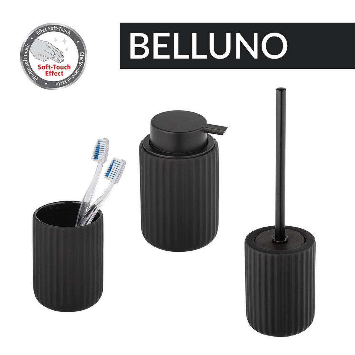 ZAHNPUTZBECHER Keramik Belluno 8/8/11 cm - Schwarz, Keramik (8/11/8cm) - Wenko