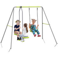 SCHAUKEL DE-17967 2-in-1 mit Schaukel & Vis-à-vis Grün/Grau - Grün, Metall (160/255cm) - ComfortXL