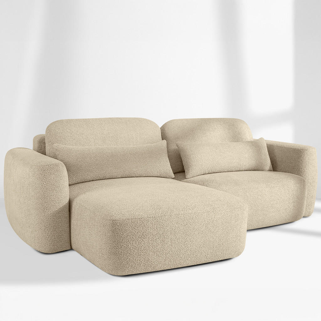 Thumbnail - Konsimo® Ecksofa, Beige, Holz, Textil, 3-Sitzer, L-Form, 245x165 cm, Wohnzimmer, Sofas & Couches, Wohnlandschaften, Ecks...