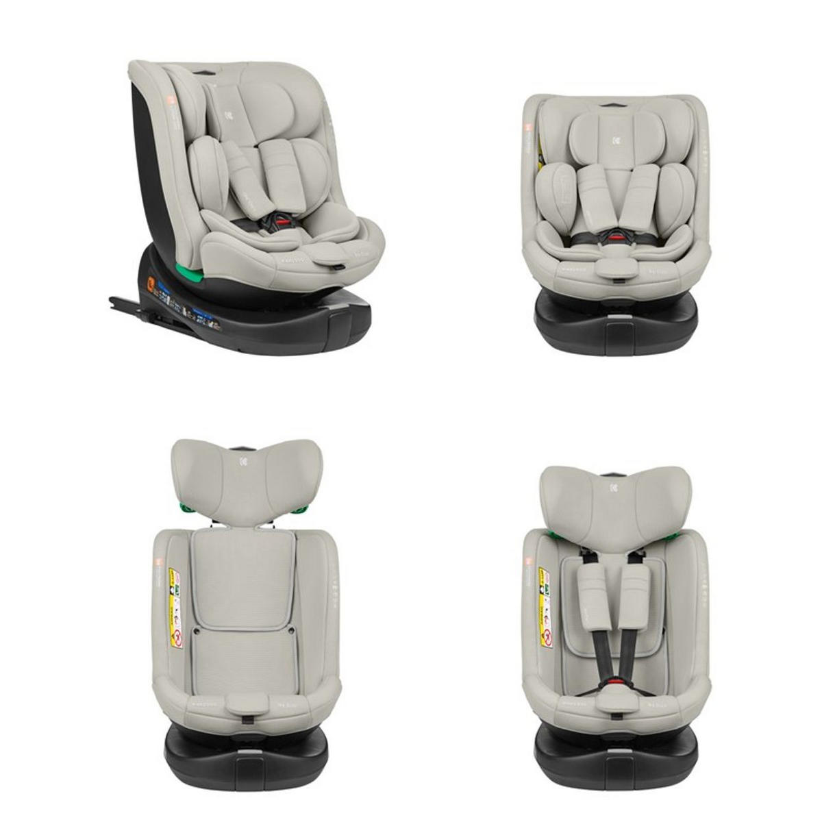 KINDERSITZ i-Round i-Size hellgrau (40-150cm) Isofix, 360-Grad-Drehung, Gurt - Hellgrau, Textil (45/60/51cm) - Kikka boo