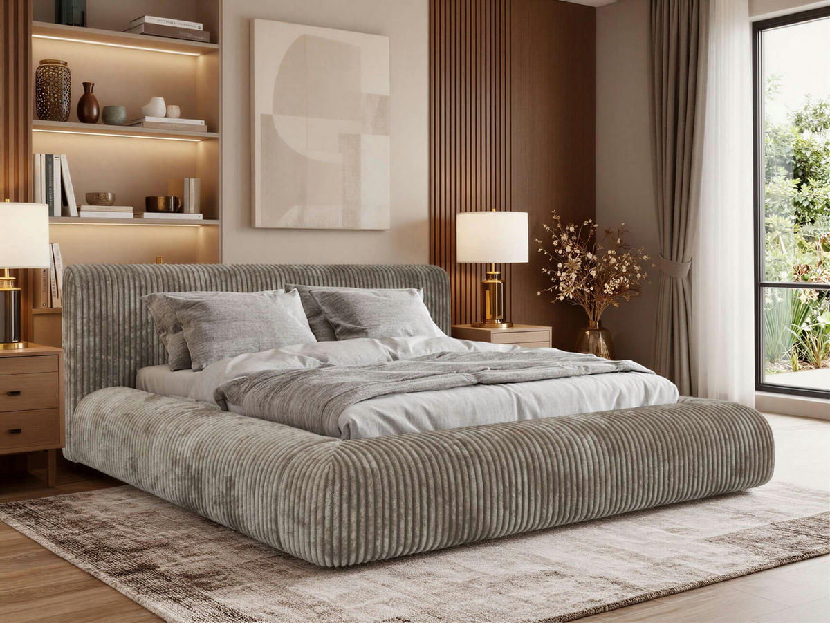 POLSTERBETT TILBEA CLASSIC 160/200 - Hellbraun Cordstoff - ohne Matratze - Hellbraun, Textil (160/200cm) - MKS