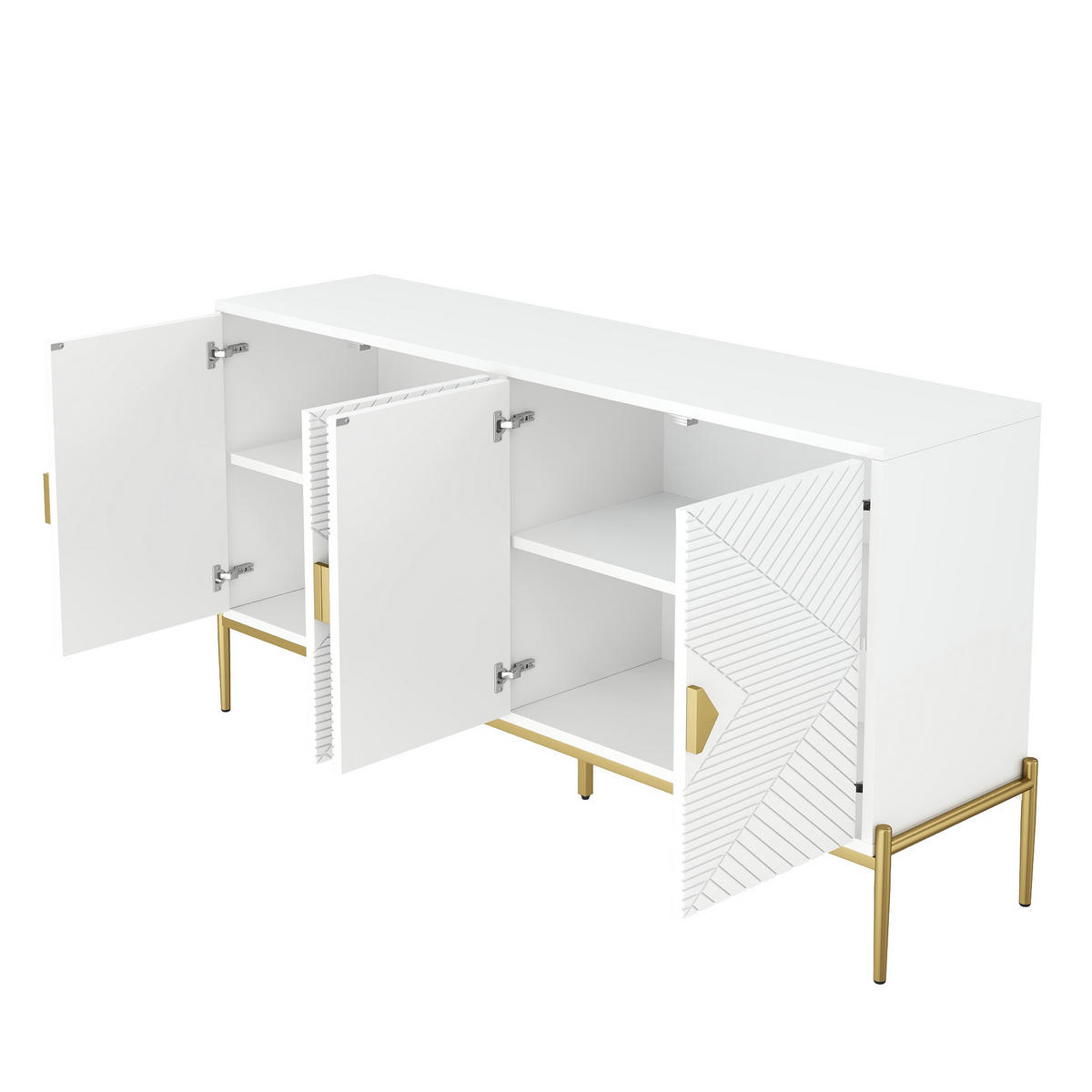 SIDEBOARD 162x40x80 Wohnzimmer Esszimmer Eingang Stauraum - Weiß, Holzwerkstoff (40/80/162cm) - FLIEKS