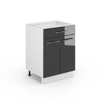 KÜCHENUNTERSCHRANK Fame-Line Anthrazit Hochglanz 60 cm mit Schublade ohne AP - Schwarz Hochglanz/Anthrazit, Holzwerkstoff (60/82/51.6cm) - Vicco