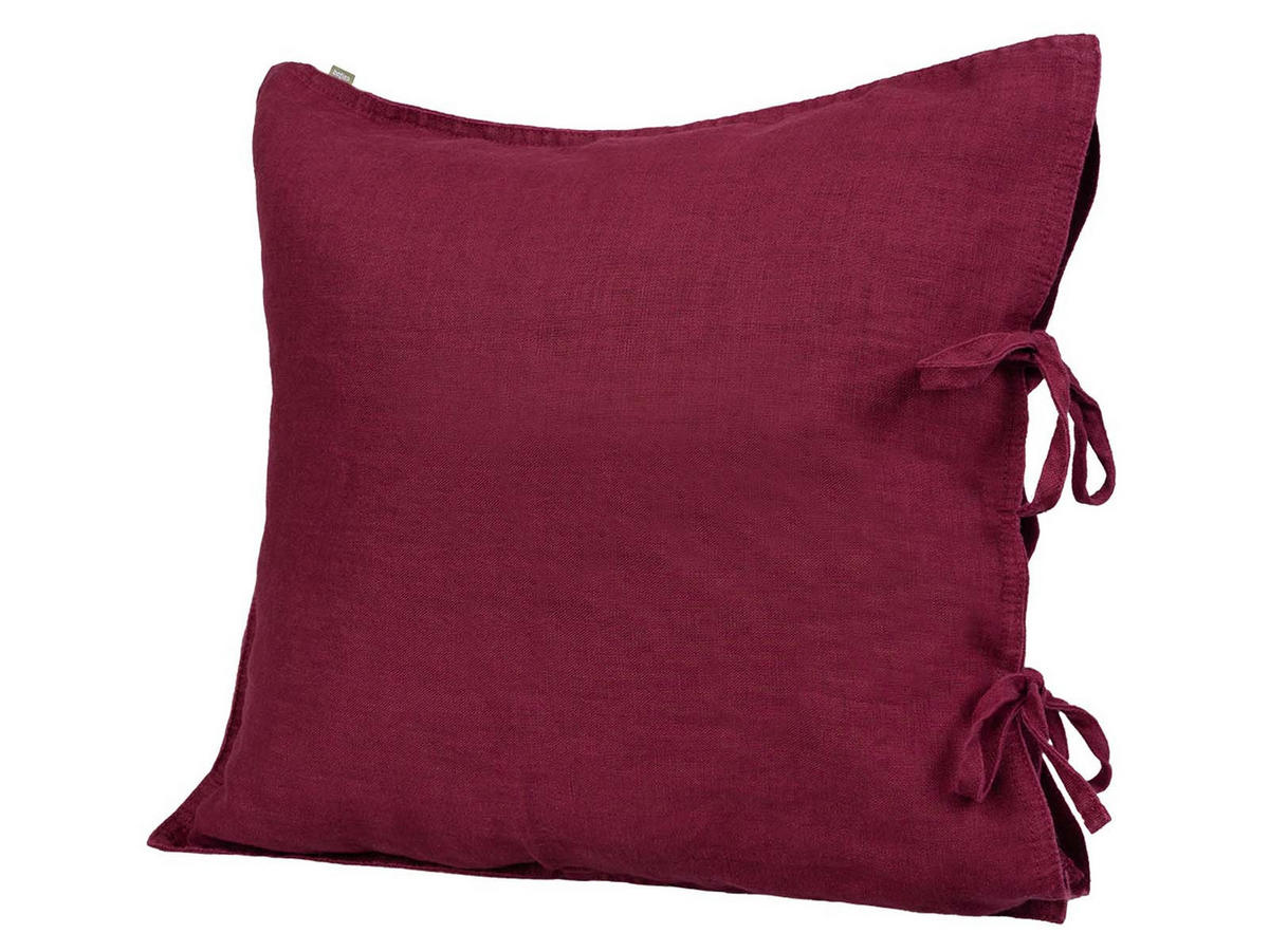 KISSENBEZUG reines Leinen merlot-rot 80/80 cm - Dunkelrot, Naturmaterialien (80/80cm) - beties Heimtextil