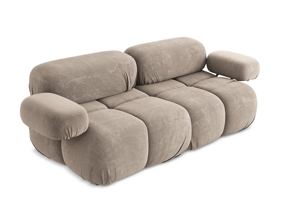 2-SITZER-SOFA Chenille Stoff Beige - Beige/Schwarz, Kunststoff/Textil (190/70/96cm) - Makamii