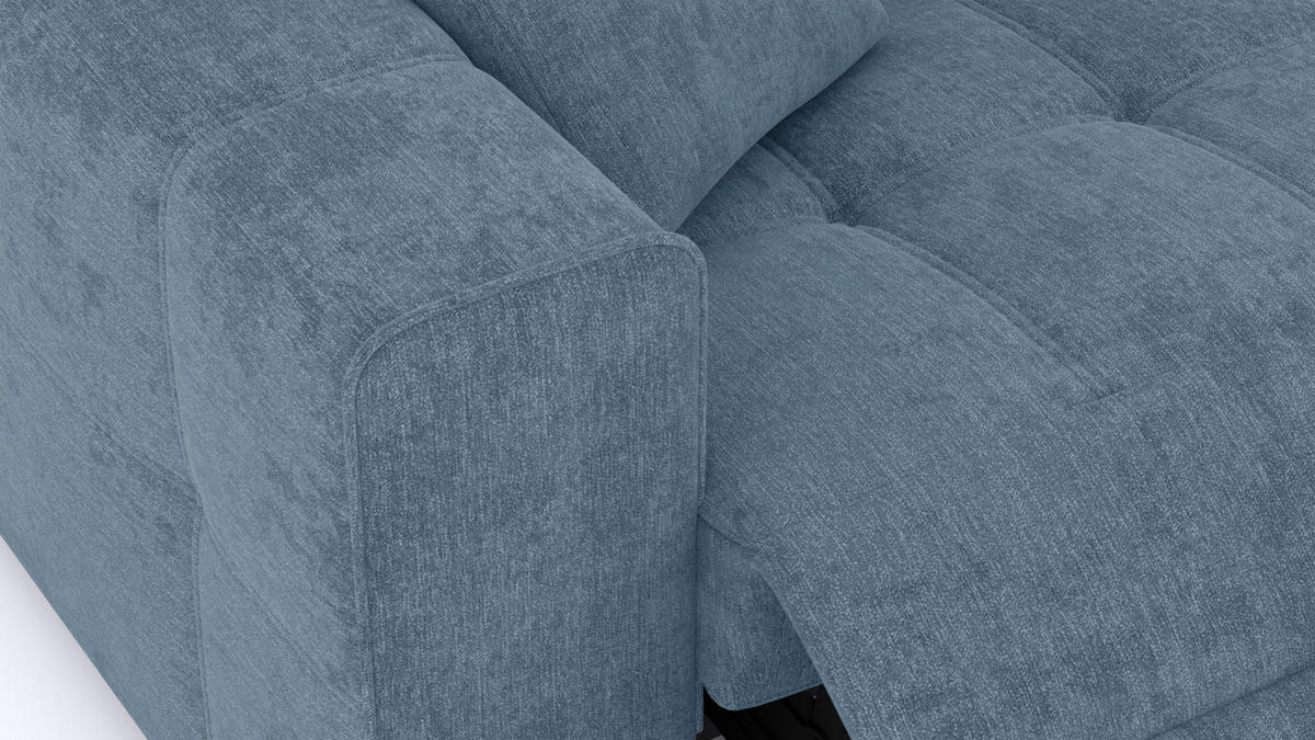 SOFA QUARTZ 3-Sitzer mit 2 Relaxfunktionen, blau - Blau/Silberfarben, Holzwerkstoff/Textil (204/80/102cm) - Courtois Laville