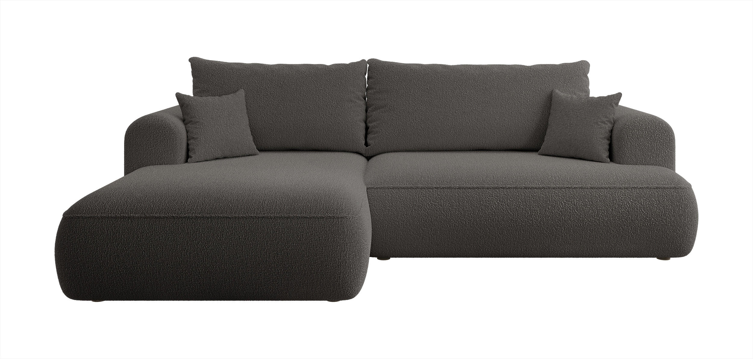 ECKSOFA Ovo Dunkelgrau Boucle - Dunkelgrau/Schwarz, Kunststoff/Textil (260/165cm) - Selsey