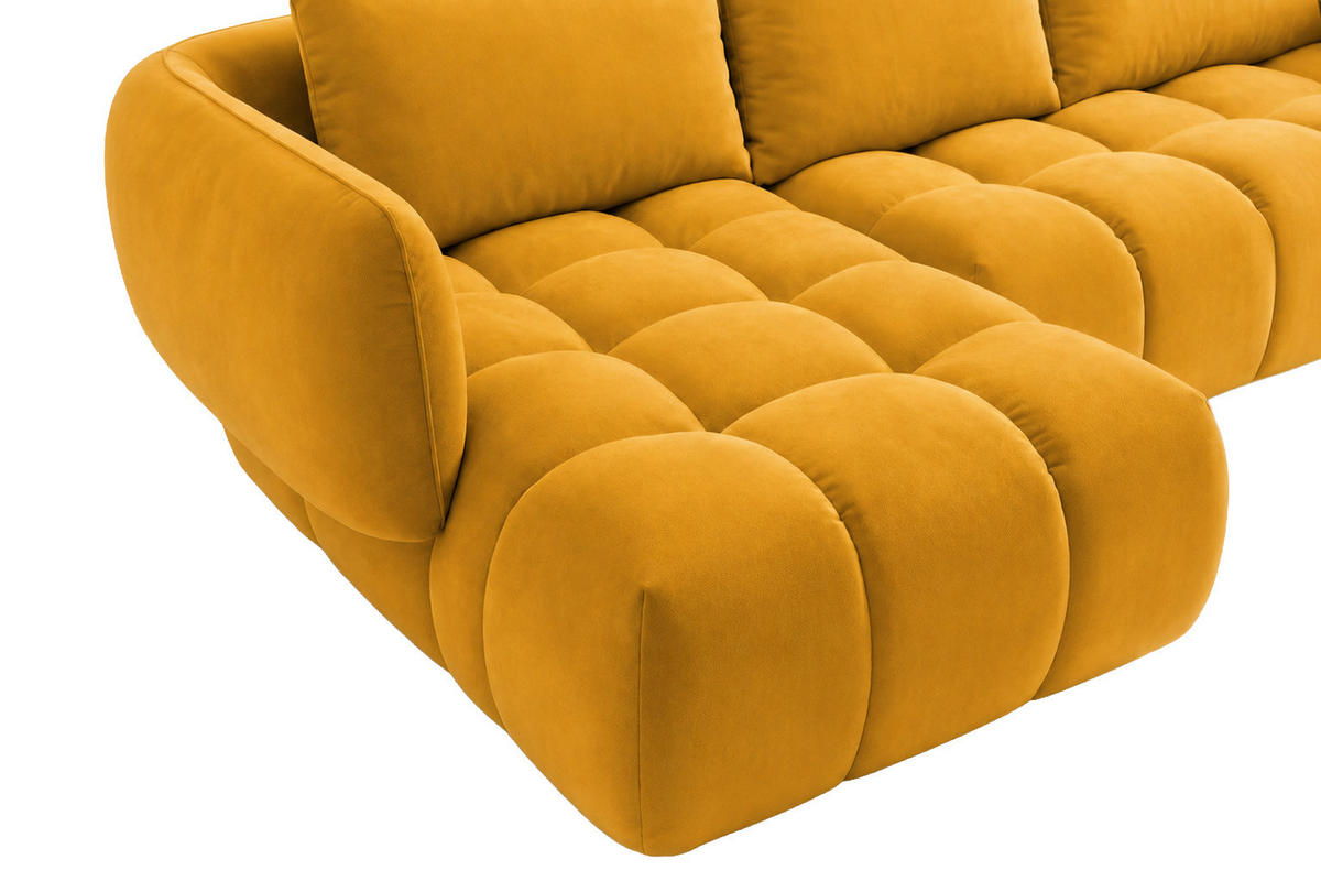 ECKSOFA L-Form, Veloursstoff Bluvel, Golden, Links, SEVIO L - Goldfarben, Holz (242/175cm) - Kaiser Möbel