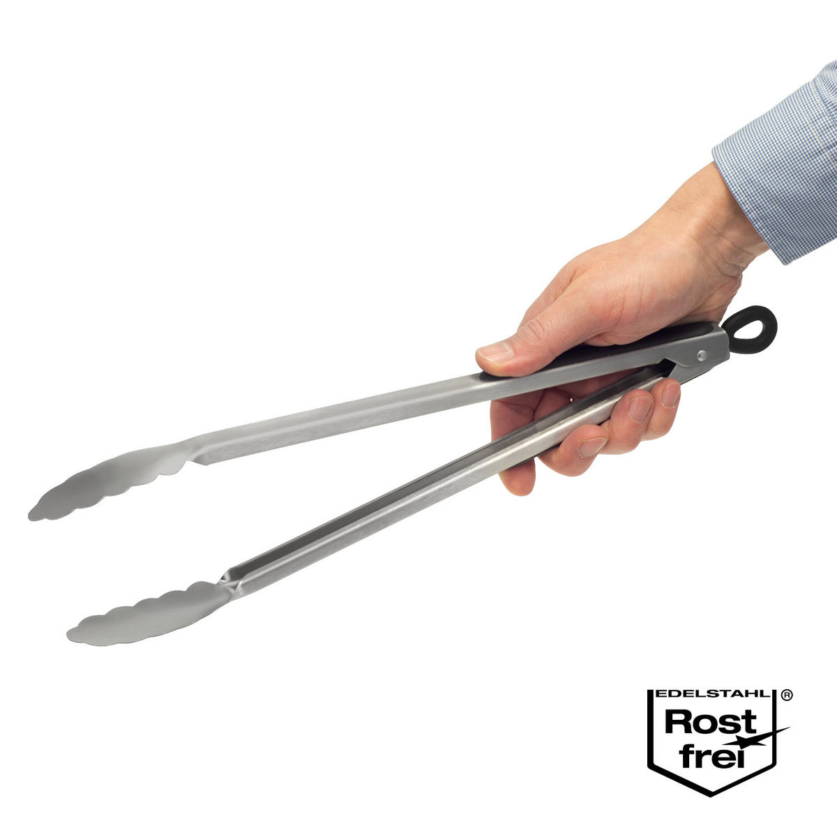 GRILLZANGEN 2er-Set, schwarz - Edelstahlfarben, Metall (44.5cm) - bremermann