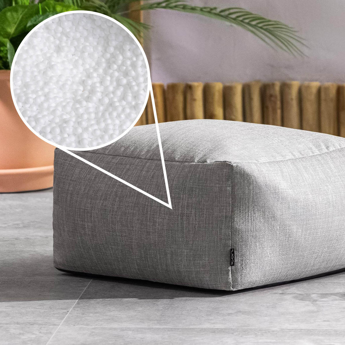 POUF Outdoor Amara - Grau, Textil (40/24/40cm) - icon