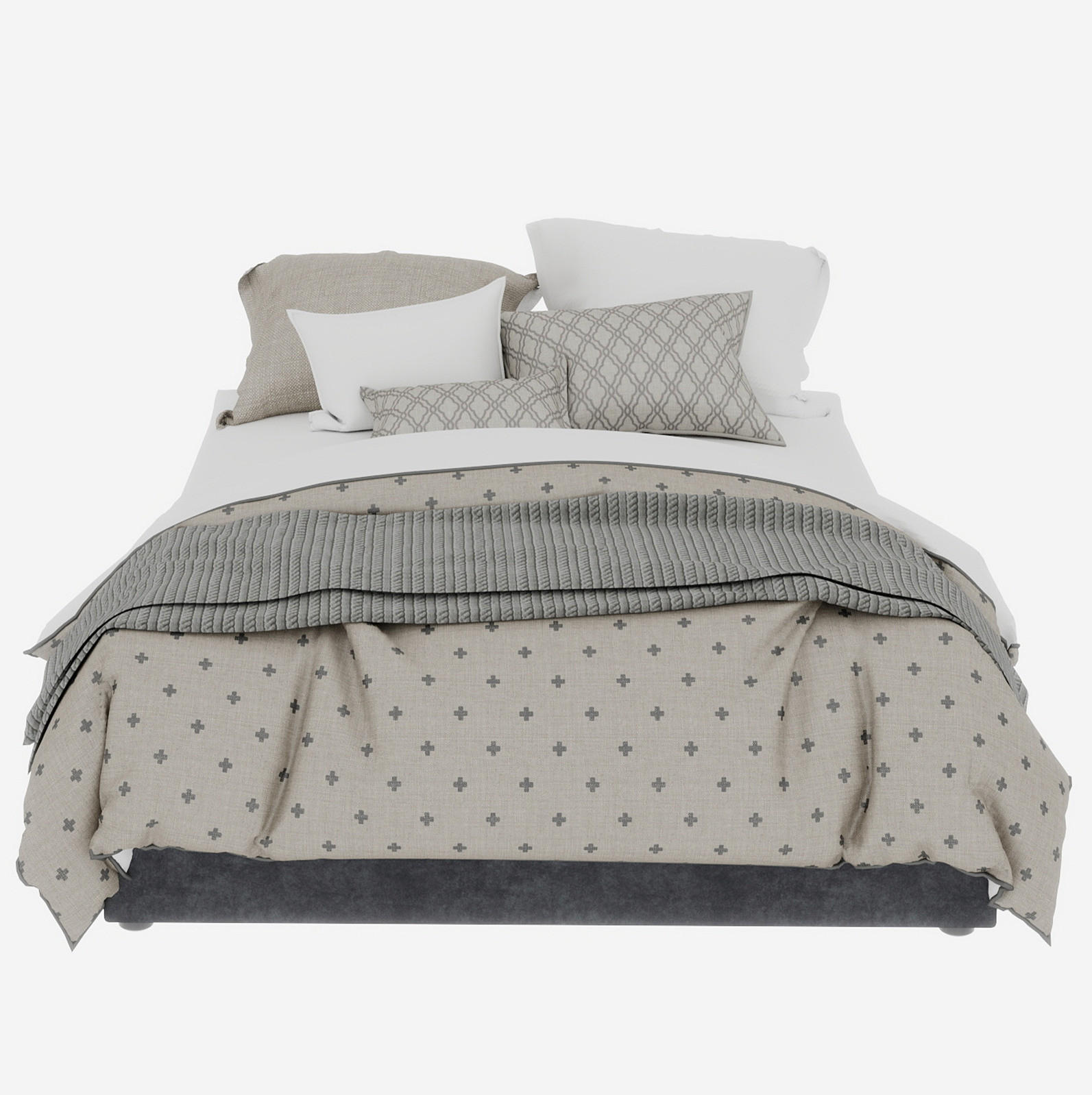 POLSTERBETT 140/200 cm mit Bettkasten, cartoonförmigem Kopfteil und stabilem Rahmen, Grau - Grau, Textil (140/200cm) - Redom