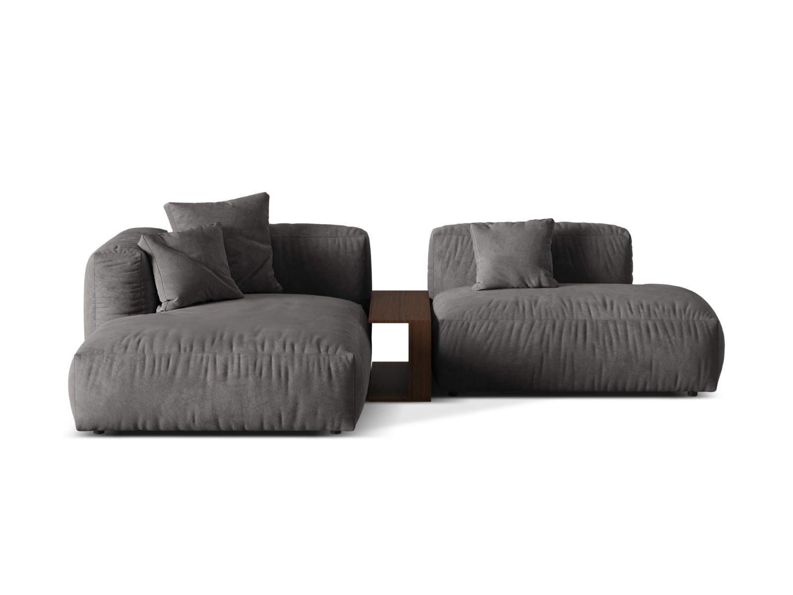 ECKSOFA modular links Martina aus Samt grau 2 Sitzplätze - Grau, Textil (176/285cm) - Micadoni