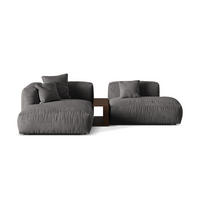 ECKSOFA modular links Martina aus Samt grau 2 Sitzplätze - Grau, Textil (176/285cm) - Micadoni